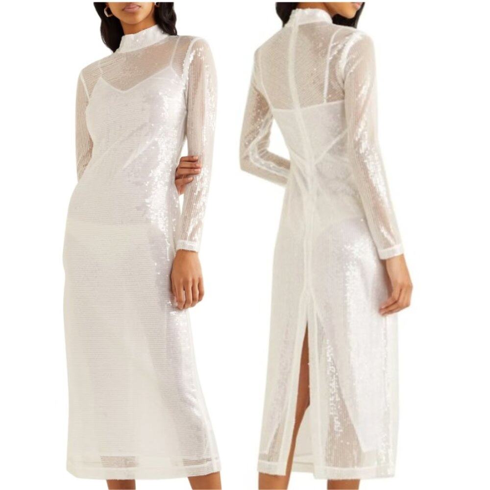 Staud Liza Mock Neck Sequin Dress